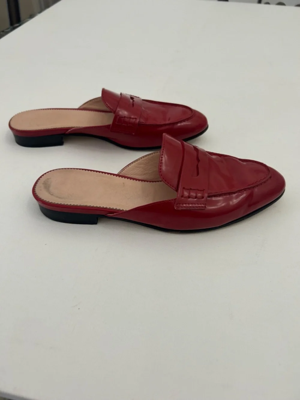 J.Crew Academy Penny Loafer Mule in cherry/apple red patent leather. size 6.5 - Picture 4 of 9